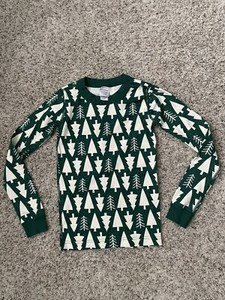 Hanna Andersson 140 10 PAJAMA TOP  100% Organic Cotton Christmas Tree Green