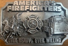 Americas Firefighters Sishiyou Pewter Belt Buckle 1983 LG