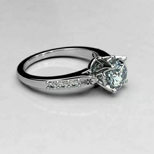 Massiver Verlobungsring 2,30 kt Rundschliff Diamant 14 kt Weißgold simulierte... - Bild 4 von 4