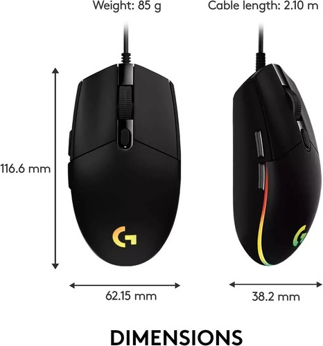 Logitech G102 clone Lightweight Gaming Mouse 6 Button 8000dpi RGB Lights White - Picture 3 of 5