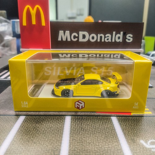 FH 1:64 Yellow JDM Silvia S15 Pandem Racing Sports Model Diecast Metal Car - Picture 6 of 6