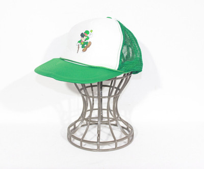 Vintage Disney Cap grün weiß St Patricks Day Irish Ireland Disneyana Otto Mütze