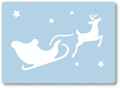 Sleigh and Reindeer Crafting Art Stencil approx 18cm x 13cm Reusable - UK Shop - Picture 5 of 6