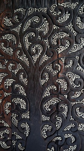 Pannello Quadro in legno albero della vita arredo cm 60x42x2 intagliato e dipi - Picture 2 of 6