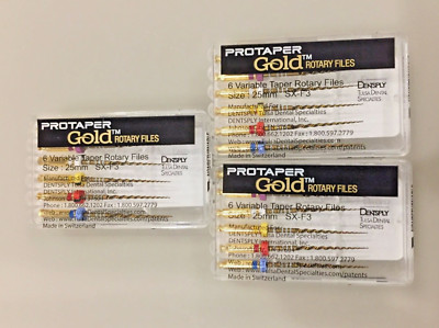 3 X Dentsply ProTaper Gold Files SX-F3 ~ 21mm.