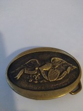 United We Stand Belt Buckle Heritage Mint Ltd. Solid Brass American Eagle 1978