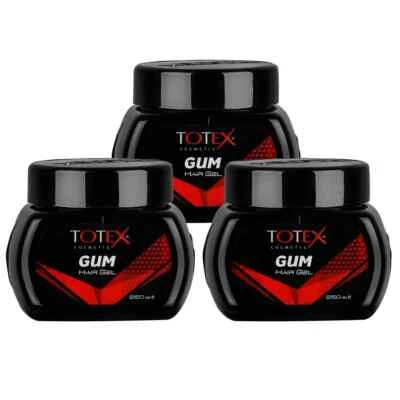 3x Totex Hair Styling Gummy Gumgel Hair Gel Red Strong Hold 250 ml (Pack Of 3)