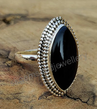 Black Onyx Marquise Ring 925 Sterling Silver Handmade Ring For Her All Size