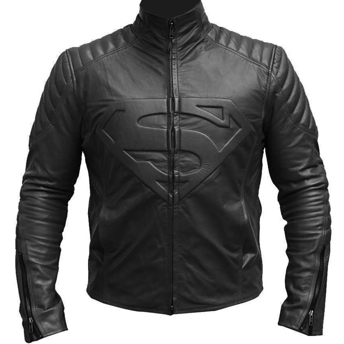 Superman Man of Steel Smallville Genuine Black Motorcycle Leather Jacket