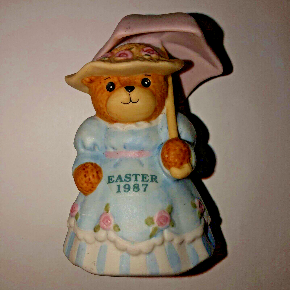 Lucy & Me Easter 1987 Sunday Dress Bear With Umbrella Enesco Lucy Rigg