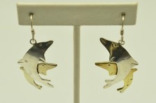 Sterling Silver Dolphin Design Earrings FMS890