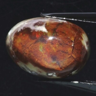 MEXICAN FIRE OPAL IN MATRIX 13 x 9 MM OVAL CABOCHON ALL NATURAL F-705