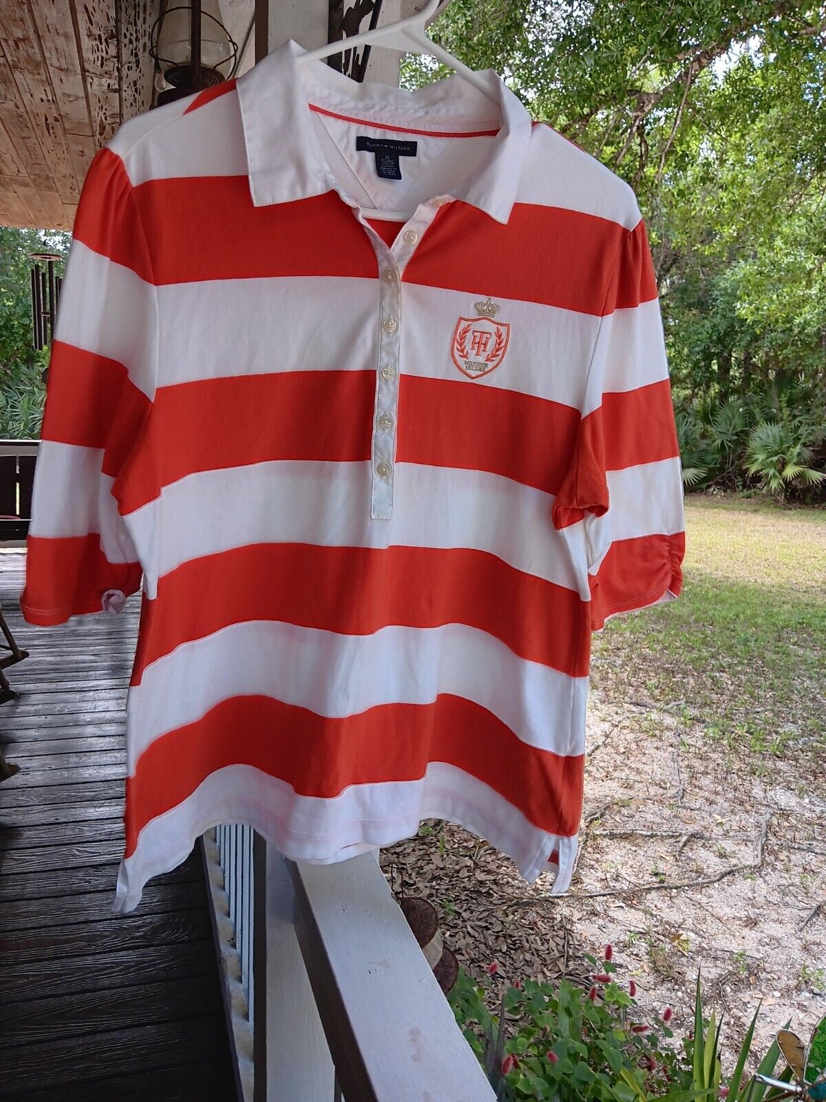 Tommy Hilfiger Orange And White Striped Women's S… - image 8