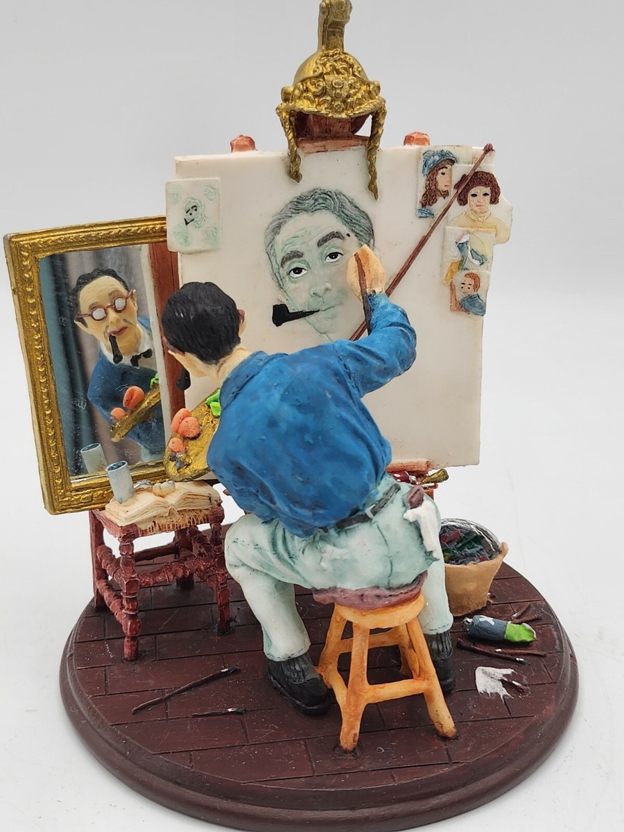 Norman RockwellフィギュアTRIPLE SELF PORTRAIT 1999 Triple Self Portrait Figurine Norman Rockwell Saturday