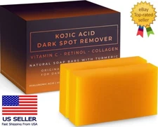 Pure Vital Kojic Acid Dark Spot Remover Soap Bars with Vitamin C, Retinol,2 Pack