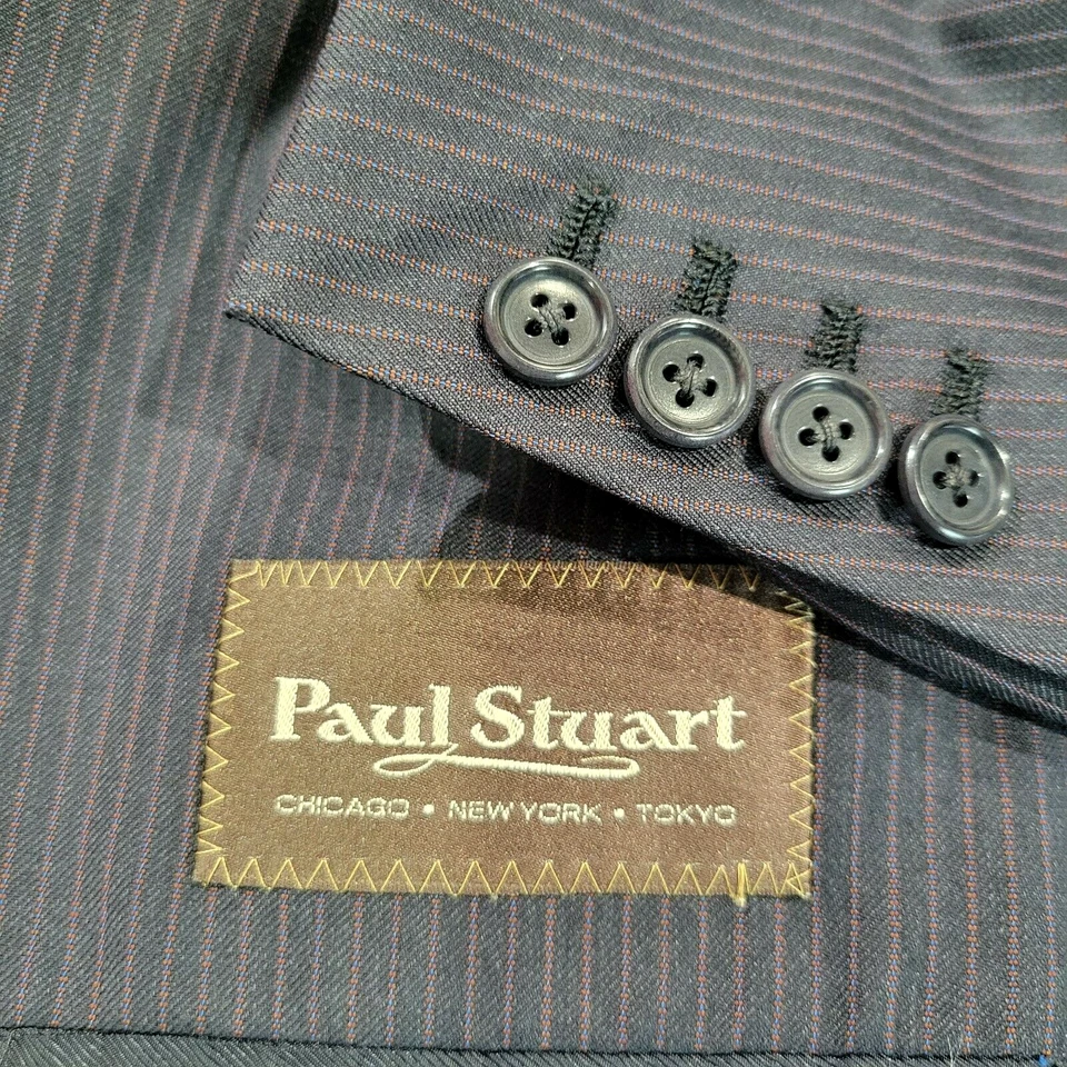 Paul Stuart Italy Working Cuffs Dual Vents Stitched Lapel Summer Blazer Size 42R - Image 2 of 4