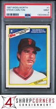 1987 WOOLWORTH #1 STEVE CARLTON HOF PSA 9