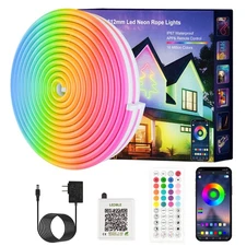 Neon Rope Lights Jiamei 100 Ft RGB LED Strip Lights App Control Ir Remote Mus...