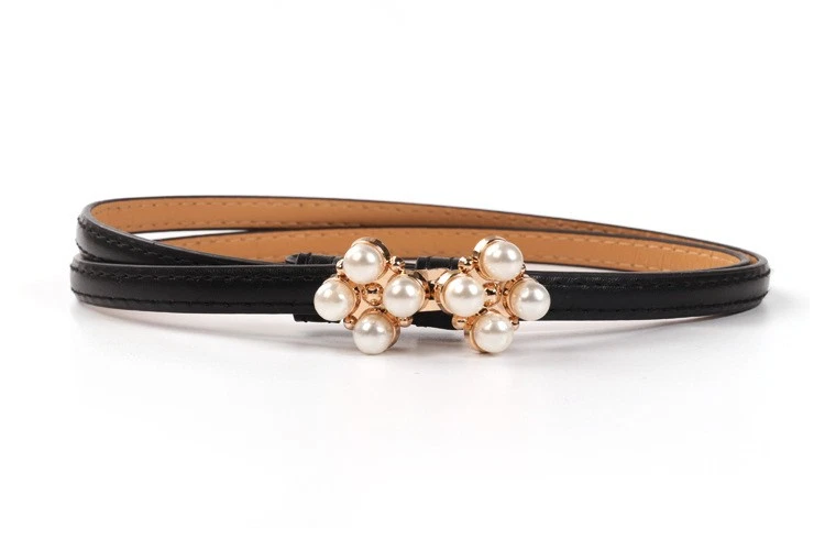 Mujeres Ajustado Flor Cuentas Imitación Cuero Ajustable Cinturón Vestido Corsé Cintura Foto 2 de 4