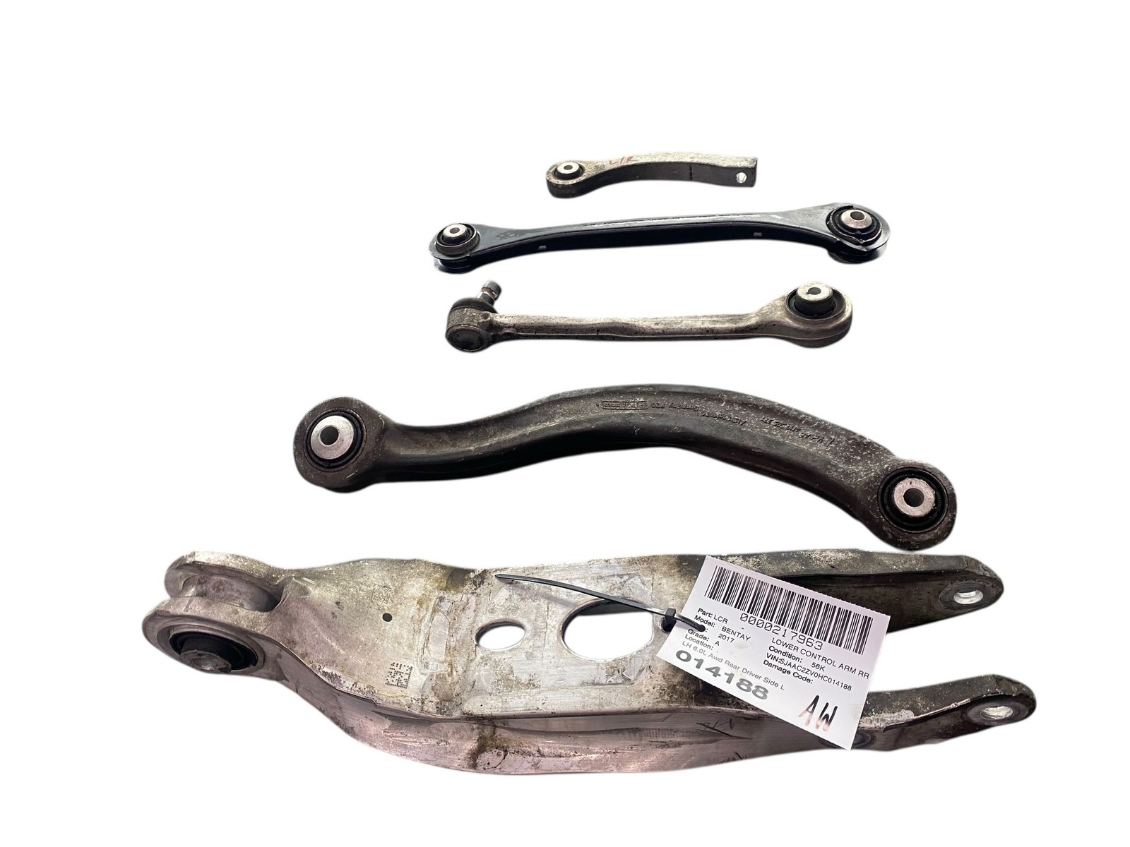2015-2020 BENTLEY BENTAYGA 6.0L Awd Rear Driver Lower &Upper Control Arm Set (5)