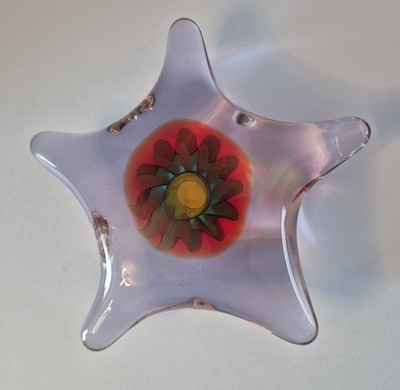 Cenedese Murano Neodymium Sommerso Murrine Starfish Paperweight 1656