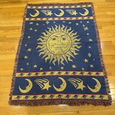 90s Celestial Sun Moon Stars Tapestry Throw B...
