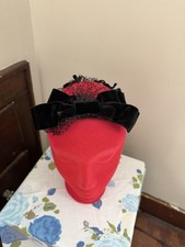Vintage 1950s Ladies Black Velvet Fascinate Hair Piece with Bows Netting