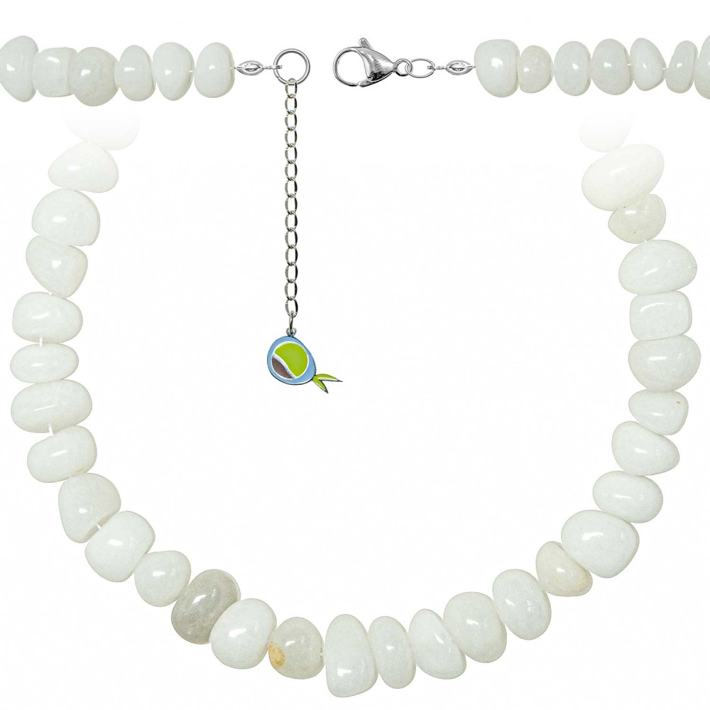 Collier agate blanche perles roulées : le cadeau parfait pour femme en pierres naturelles
