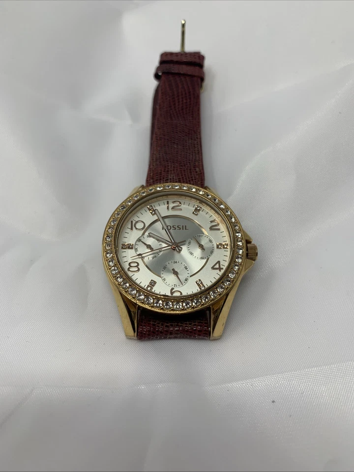 Reloj de pulsera Fossil Riley ES3466 para mujer cuero marrón esfera analógica cuarzo genuino Foto 2 de 4