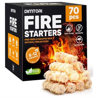 DIMTORI 4*70 pcs Fire Starter - Natural Fire Starters for Campfires, Fire Pit,