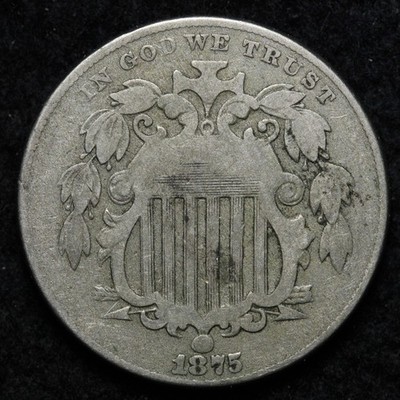 1875 Shield Nickel FINE E207 GKNN