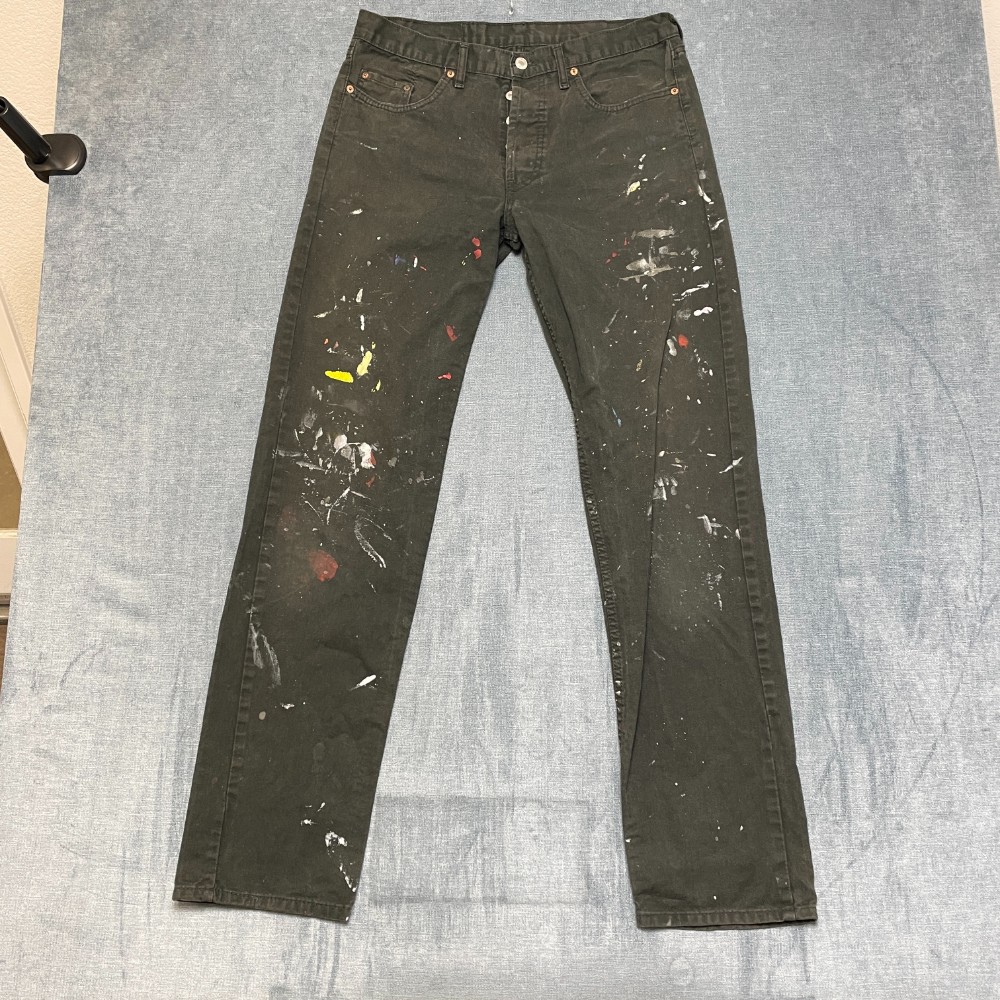 Men 34x34 Black Denim Cotton Stretch Straight Leg Original F
