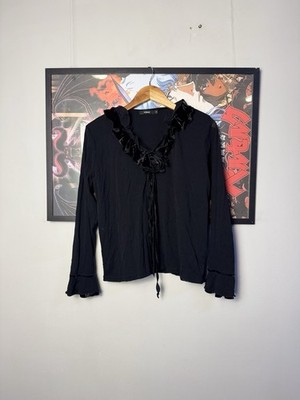 Very crazy avant garde black Flowers Rose print long sleeve top
