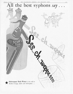 SCHWEPPES Sodawasser die besten Syphons - Vintage Werbung 1936