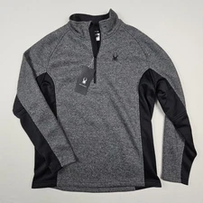Spyder Men's Outbound Half-Zip Mid Weight Core Sweater Gray Black Size XL