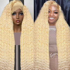 30-40" Brazilian Deep Wave 13x6 HD Lace Front Wig 613 Honey Blonde Human Hair