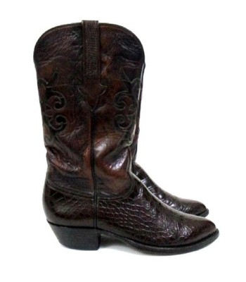 LUCCHESE VINTAGE MENS' ALLIGATOR BELLY HANDMADE WESTERN BOOTS SZ.7D