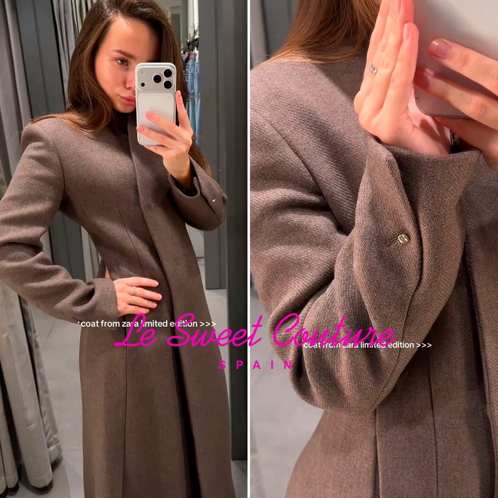 ZARA SS26 Brown / Taupe MANTECO WOOL COAT ZW LIMITED EDITION XS-L