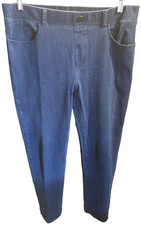 Betabrand Pull On Jeans Straight Leg Sz L Blue Dark Denim Stretch
