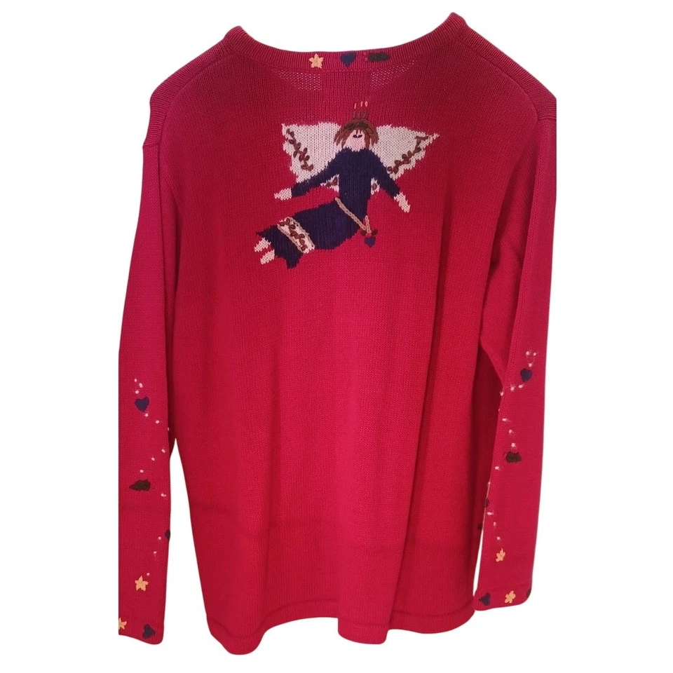 Quacker Factory "Believe In Angels" Christmas Cardigan Sweater 1X Plus Size - Image 2 of 4
