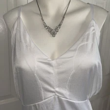 NWT White All Nylon Slip Cottagecore Grannycore Women’s Size 46 Silky Wondermaid