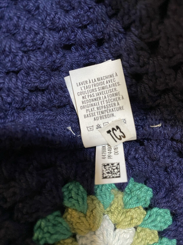 NWOT Aerie Women Square Neck Puff Sleeve Mixed Media Crochet Crop Top SZ M Navy - Picture 14 of 15
