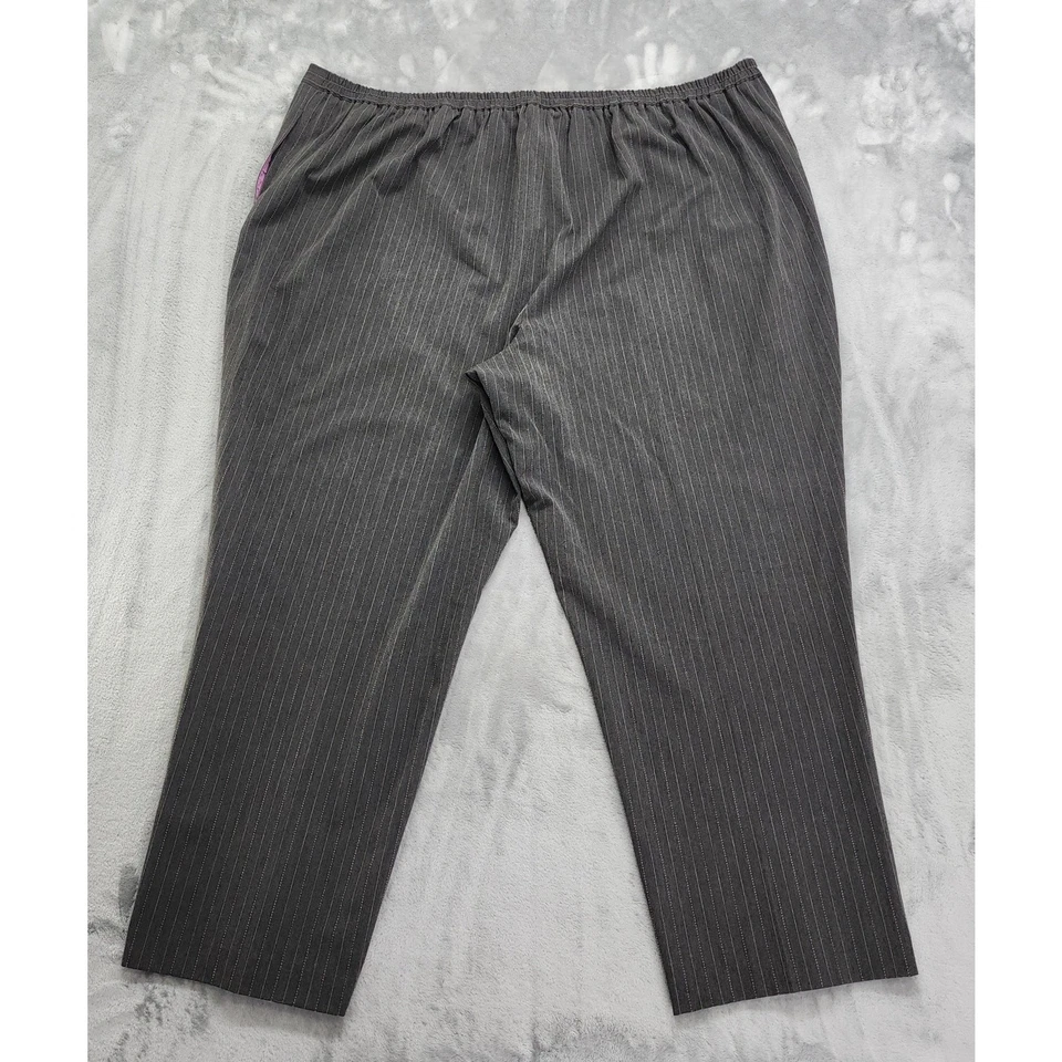 Pantalones Maggie Barnes Mujer 30W Gris Blanco Rayas Tiro Alto Cónicos Elastizados Foto 2 de 4