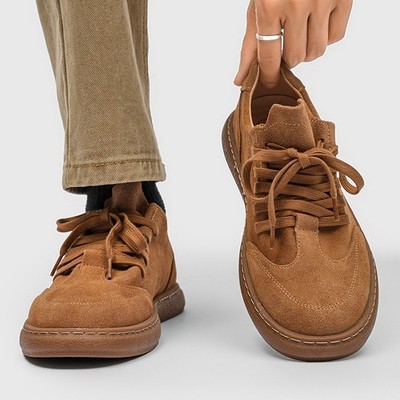 Men's Suede Dress Board Shoes Round Toe Lace Up Formal Britain Casual Formal OL