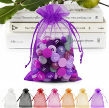 50 PCS Organza Bags 5 X 7, Purple Small Mesh Gift Bags Drawstring