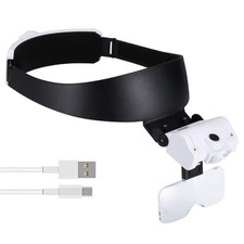 LED Headband Magnifier with 5 Lenses   Rechargeable, Hands-Free Magnifying To...