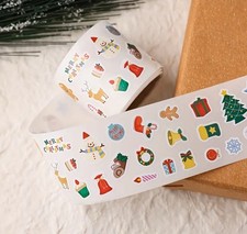 2 ROLLS 600 COUNT Classic Christmas Cartoon Images Small Stickers Lot