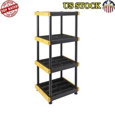 4-Tier Heavy Duty Plastic Storage Shelving Unit Indoor Outdoor Organization New