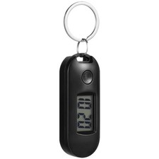 Digital Keychain Watch with Clip, Small Pocket Watch Black