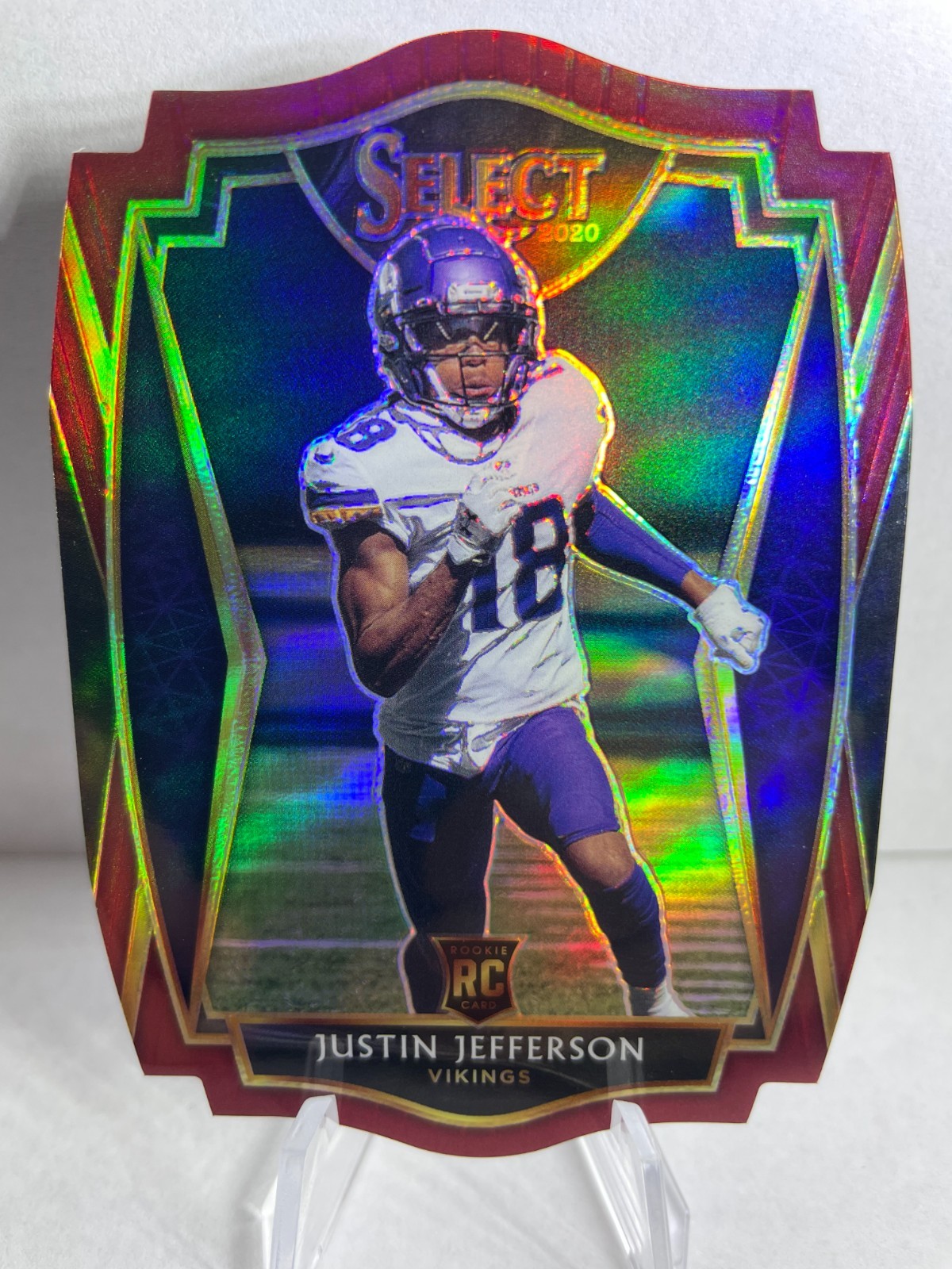 2020 Panini Select - Premier Level Justin Jefferson #161 Red Prizm Die-Cut (RC)